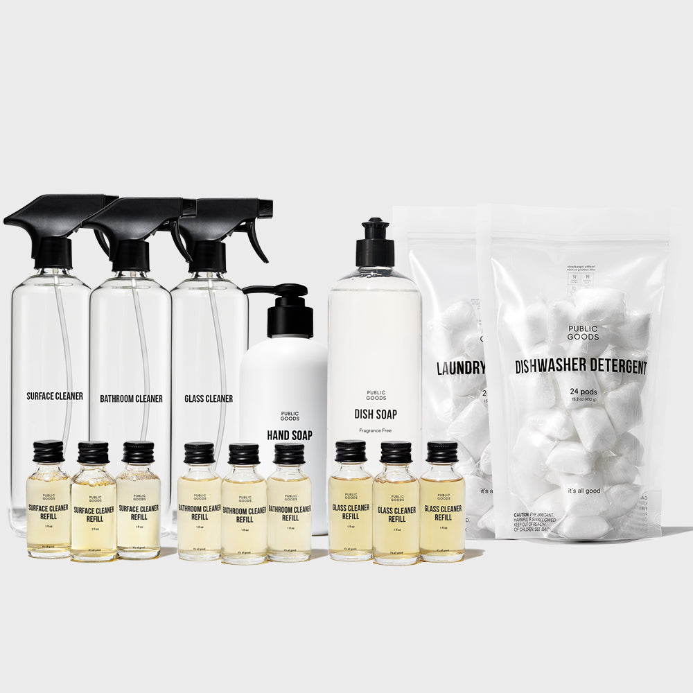 Public Goods Household Cleaning Essentials Set (Glass)