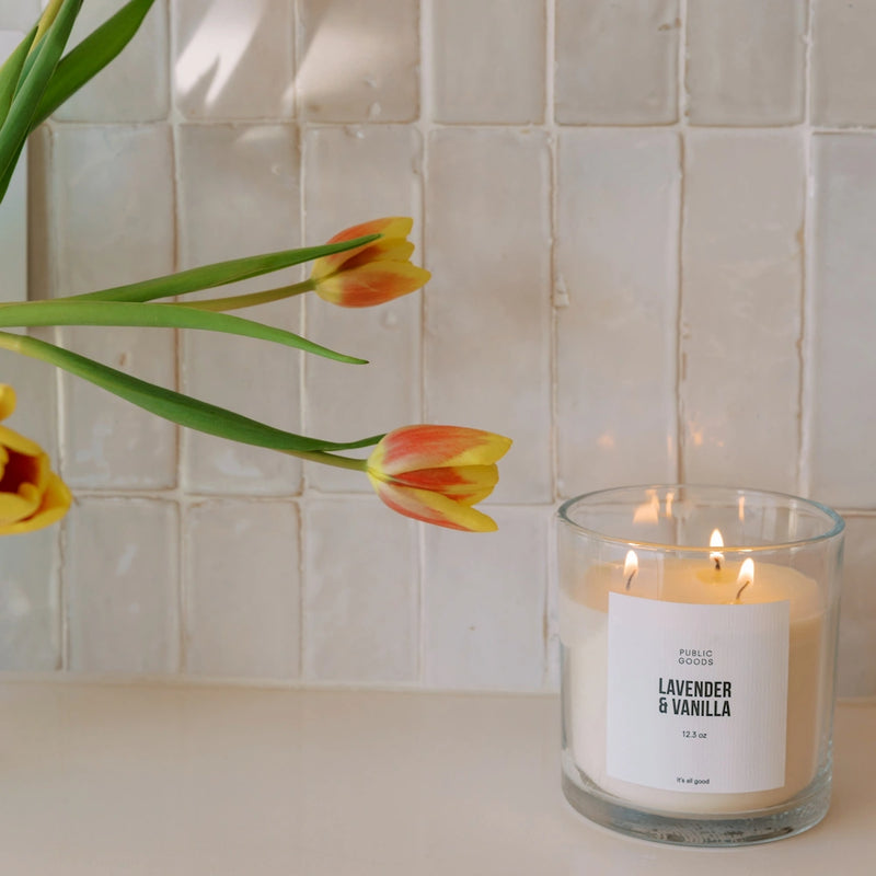 Public Goods Household Lavender & Vanilla Soy Candle (3 Wick, 12.3oz)