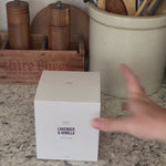 Public Goods Lavender & Vanilla Scented Soy Candle (3 Wick, 12.3oz) | Made With Essential Oils | Acacia Wood Lid in Upcycle-Ready Glass Jar